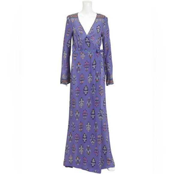 TIGERLILY Hydra Mauve Lilac Long Sleeve Wrap Maxi Dress - Picture 12 of 16